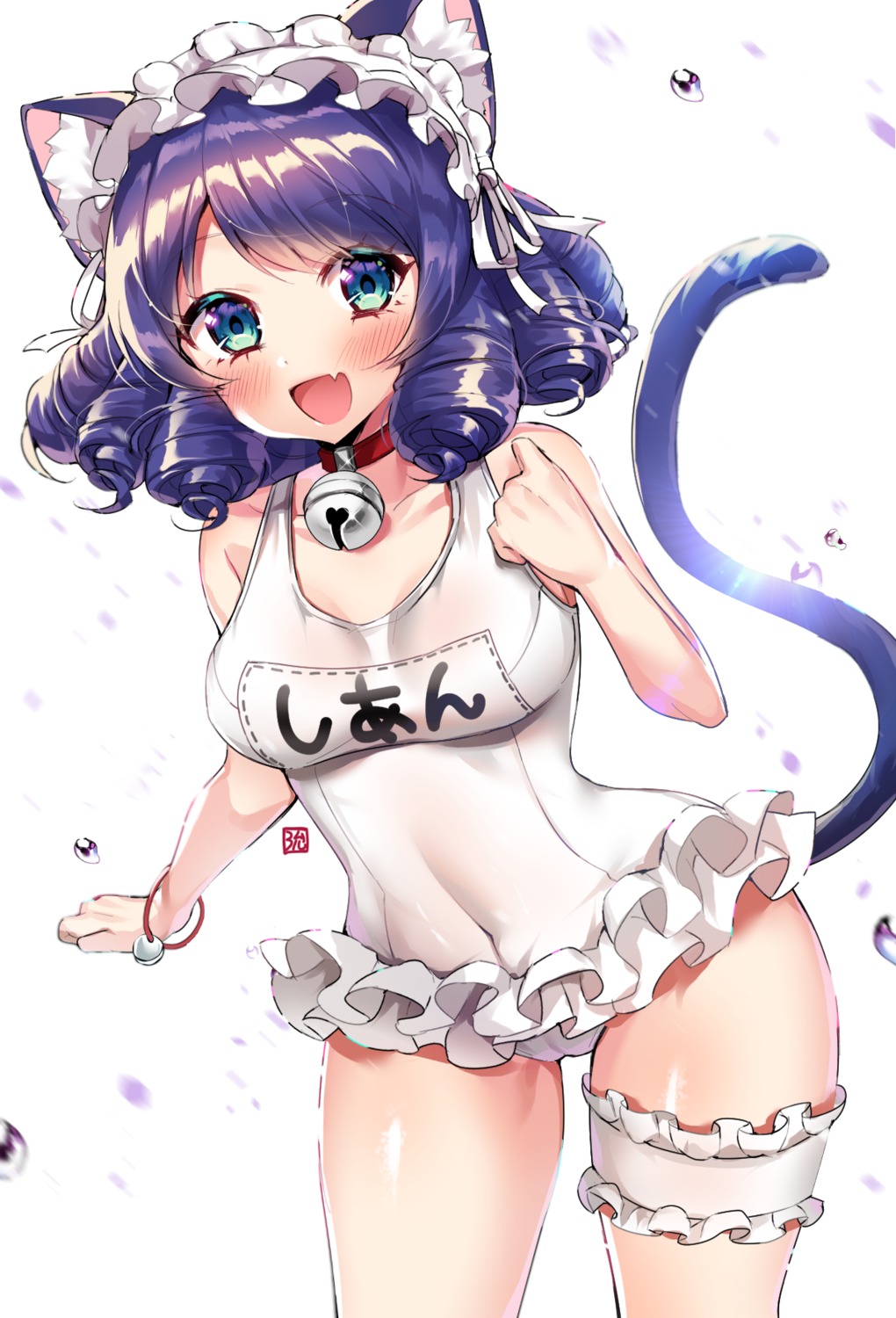 animal_ears cameltoe cyan_(show_by_rock!!) garter nekomimi school_swimsuit show_by_rock!! swimsuits tail yeon_kun