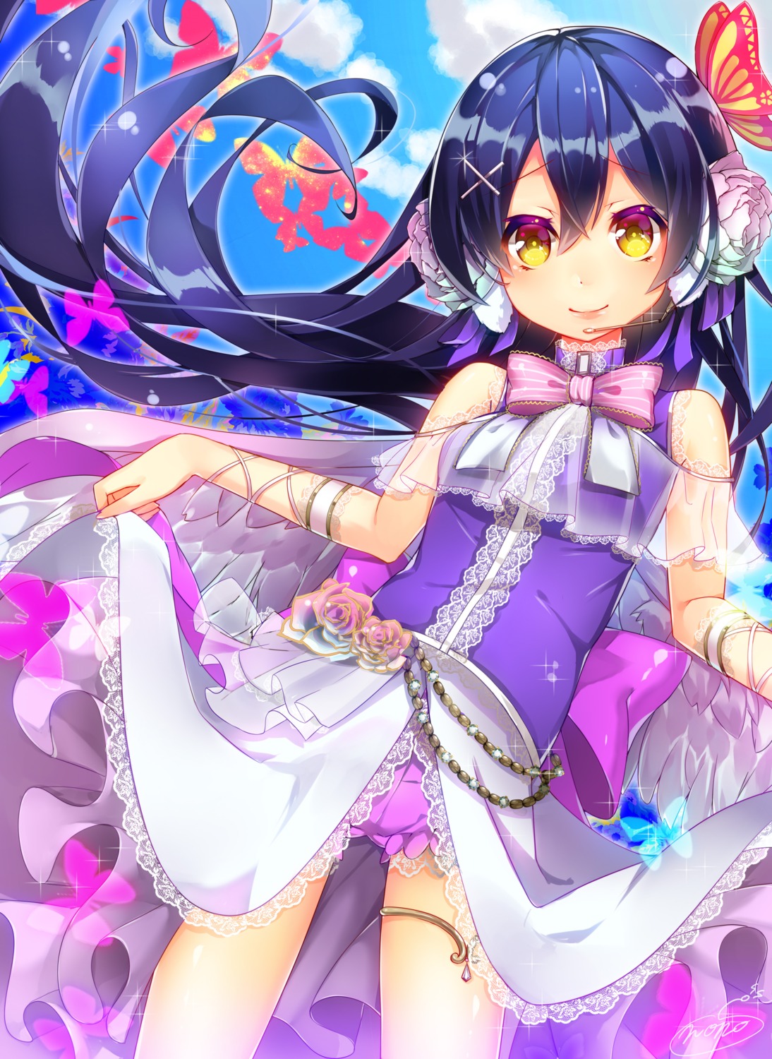 bloomers dress headphones love_live! nonomaro see_through skirt_lift sonoda_umi wings