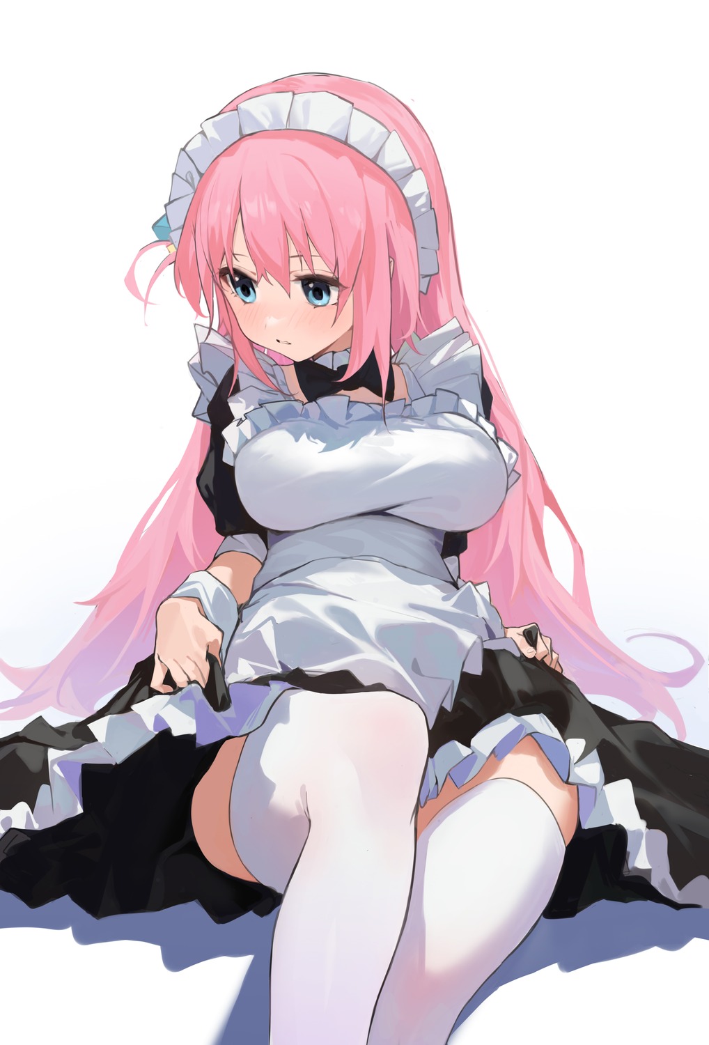 bocchi_the_rock! gotou_hitori maid shenqi_de_(9) skirt_lift thighhighs