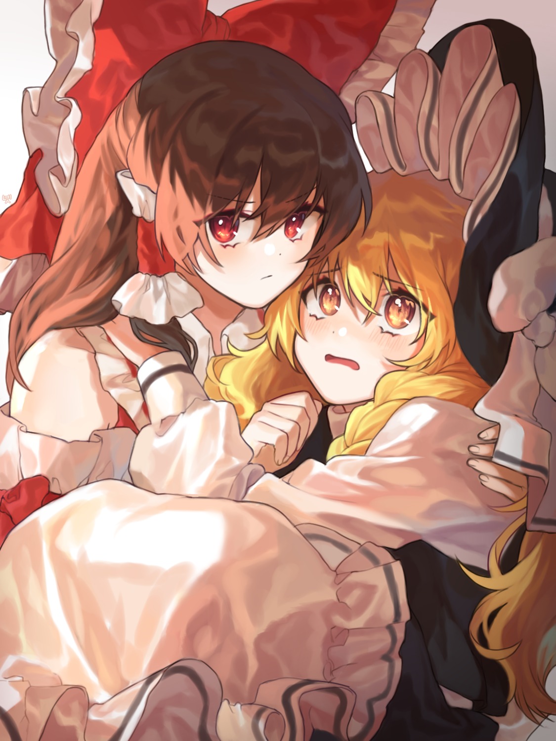 cheunes hakurei_reimu kirisame_marisa miko touhou witch yuri