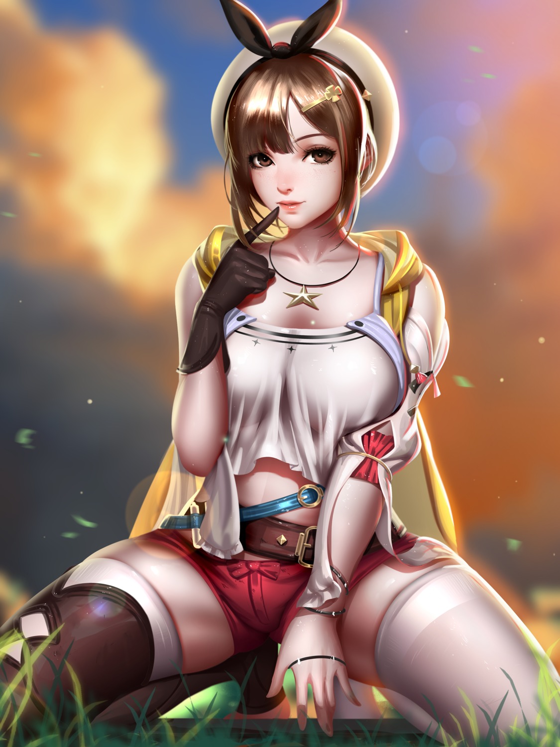 atelier atelier_ryza breast_hold liang_xing reisalin_stout see_through thighhighs