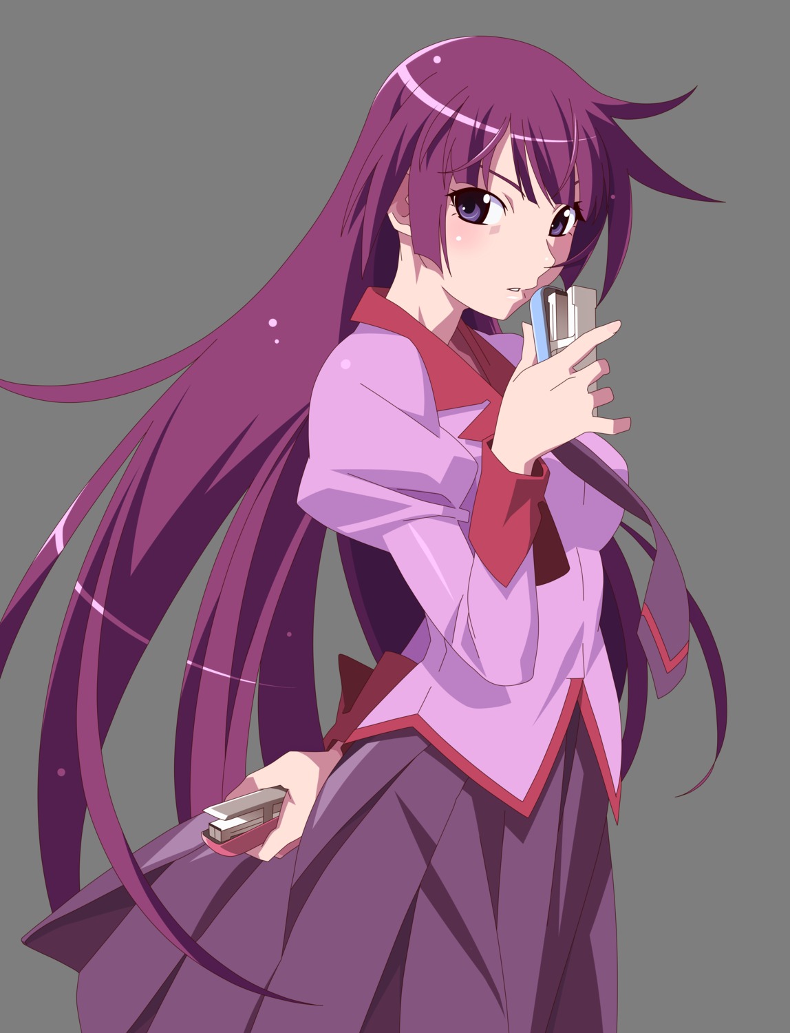 bakemonogatari kurotou monogatari_(series) seifuku senjougahara_hitagi transparent_png