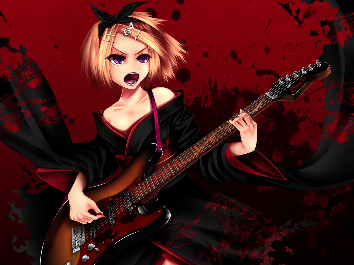 guitar kagamine_rin tamajam vocaloid wallpaper