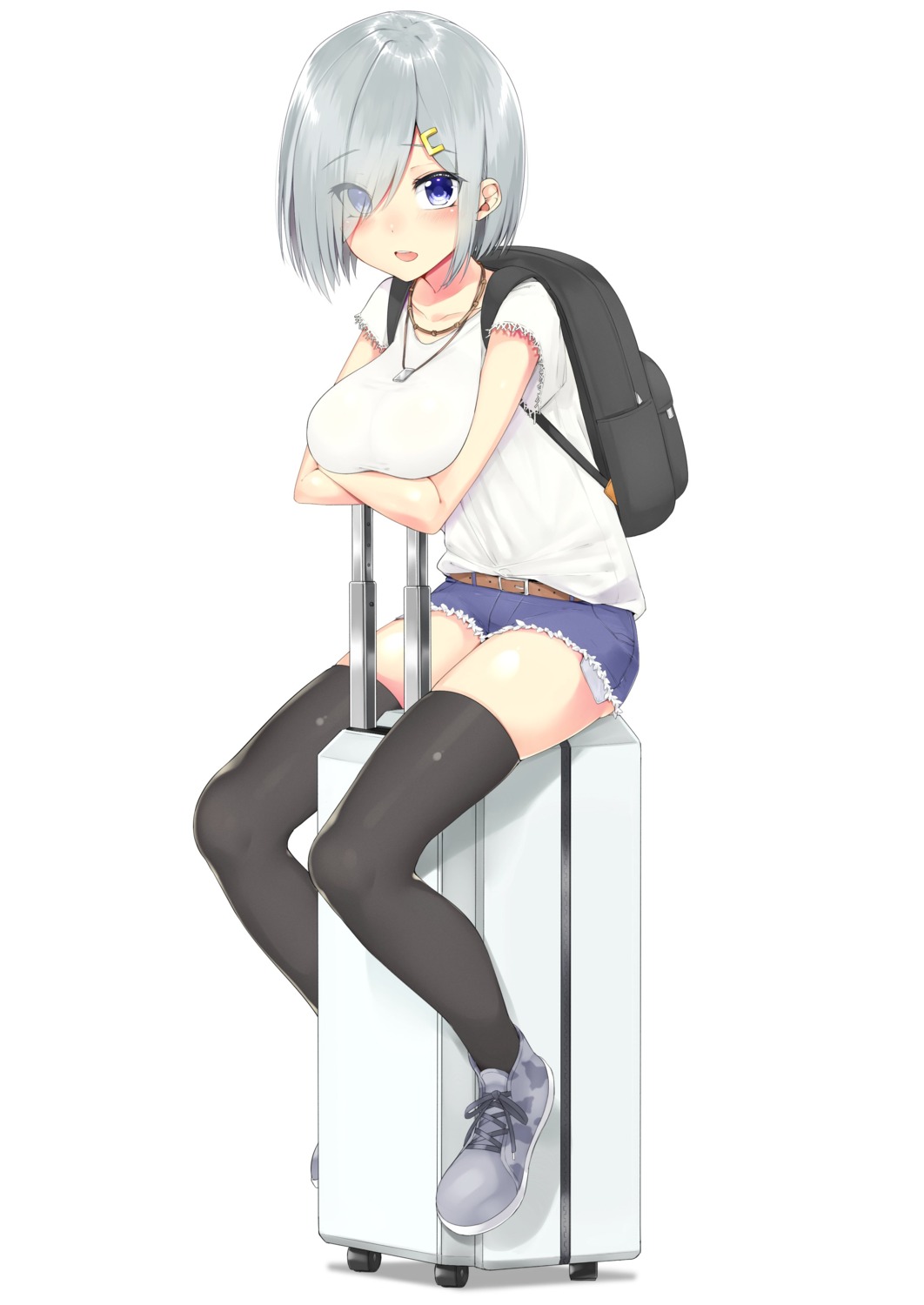 breast_hold hamakaze_(kancolle) kantai_collection nezumi_doshi thighhighs