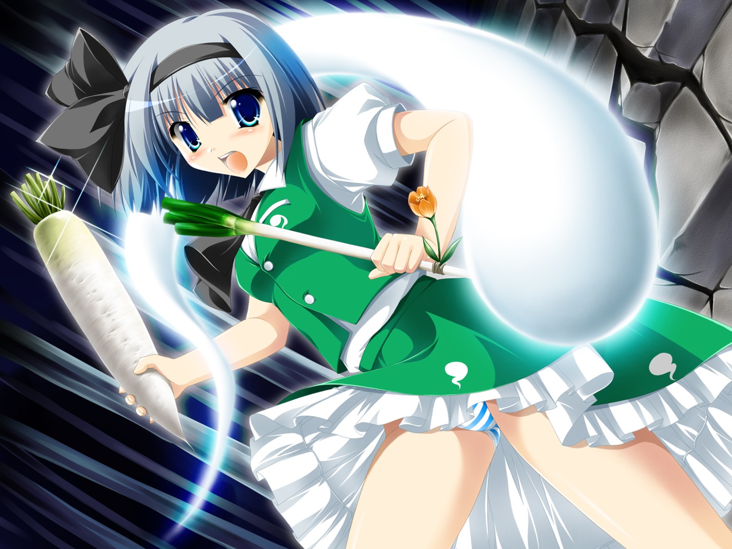 kamiya_tomoe konpaku_youmu myon pantsu shimapan touhou wallpaper