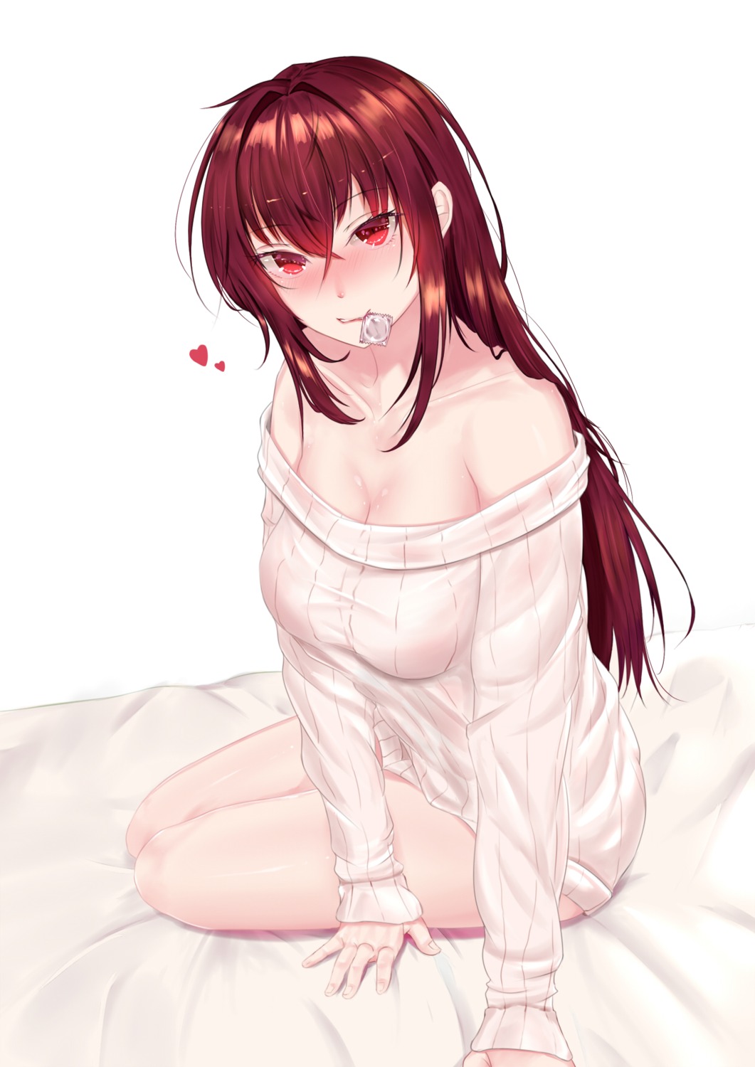 cleavage fate/grand_order scathach_(fate/grand_order) sweater xian_yu