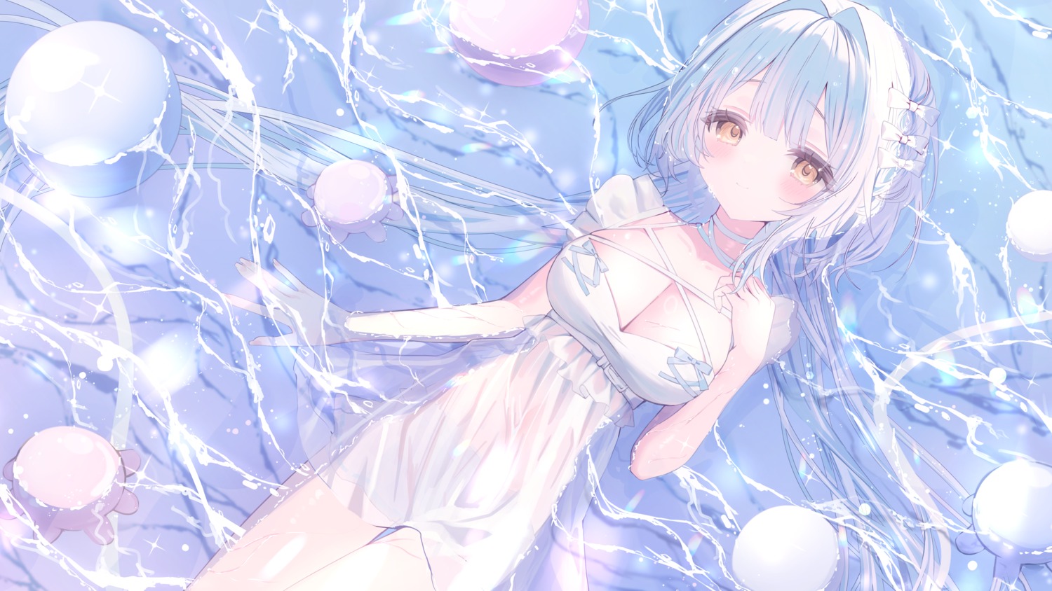 detexted dress isumi_sia mahoroba no_bra see_through uniunibone wallpaper wet wet_clothes