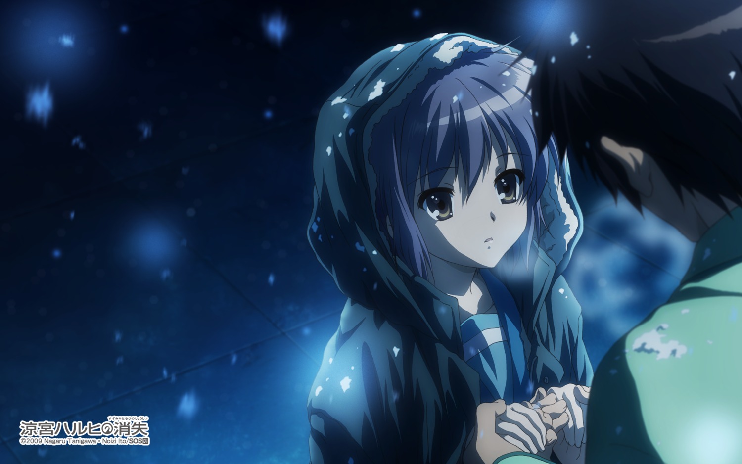 kyon nagato_yuki pajama seifuku suzumiya_haruhi_no_yuuutsu tagme wallpaper