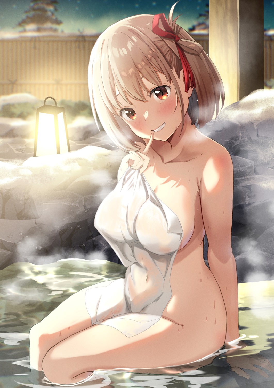 lycoris_recoil naked nishikigi_chisato onsen see_through tagme towel wet