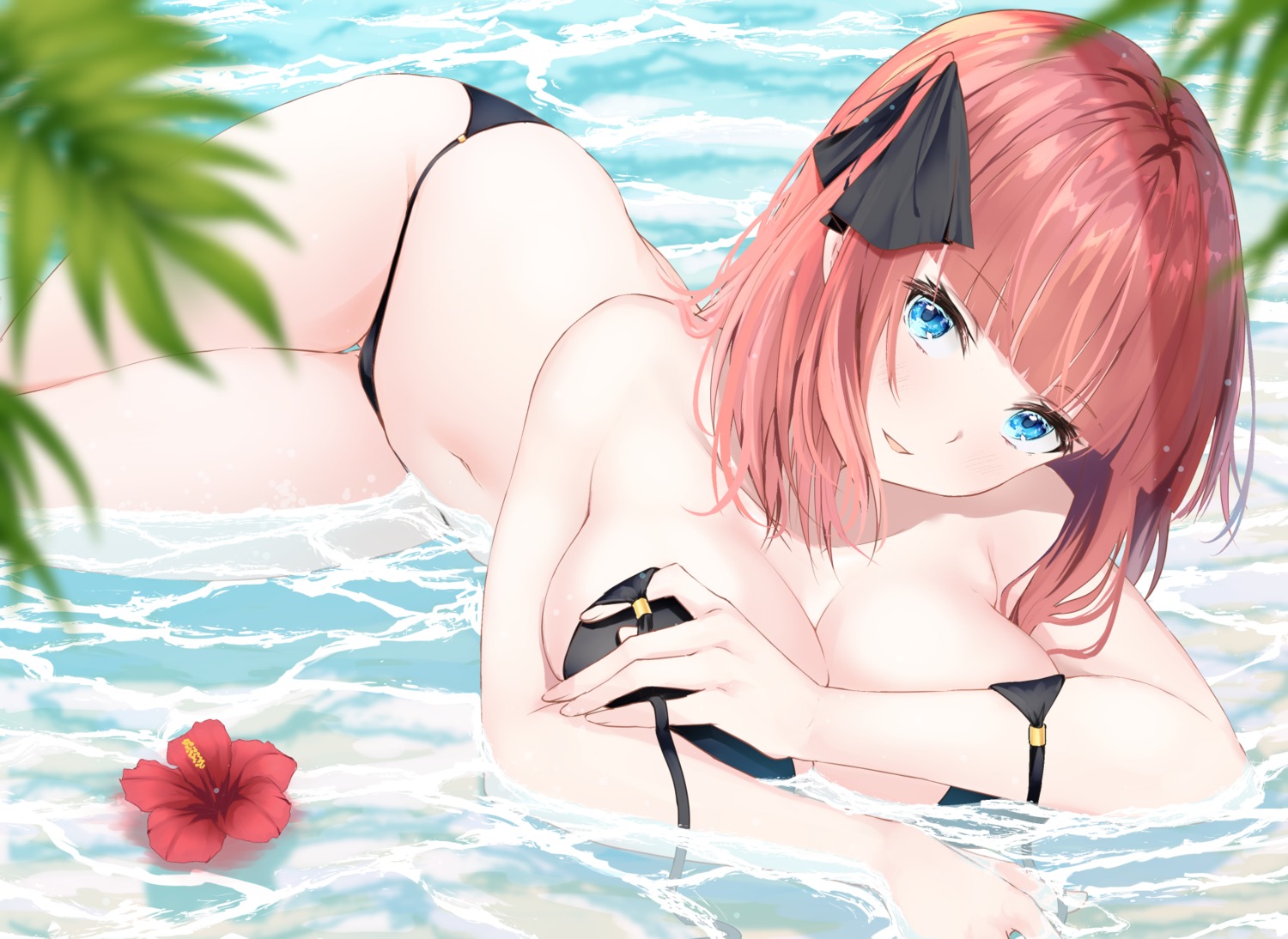 5-toubun_no_hanayome bikini breast_hold nakano_nino primamiya swimsuits wardrobe_malfunction wet