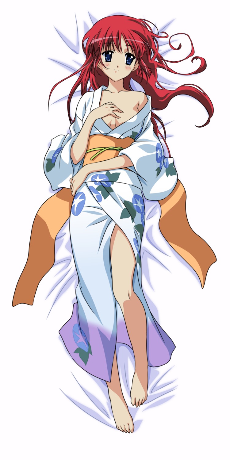 cleavage da_capo da_capo_(series) feet no_bra open_shirt shirakawa_kotori vector_trace yukata