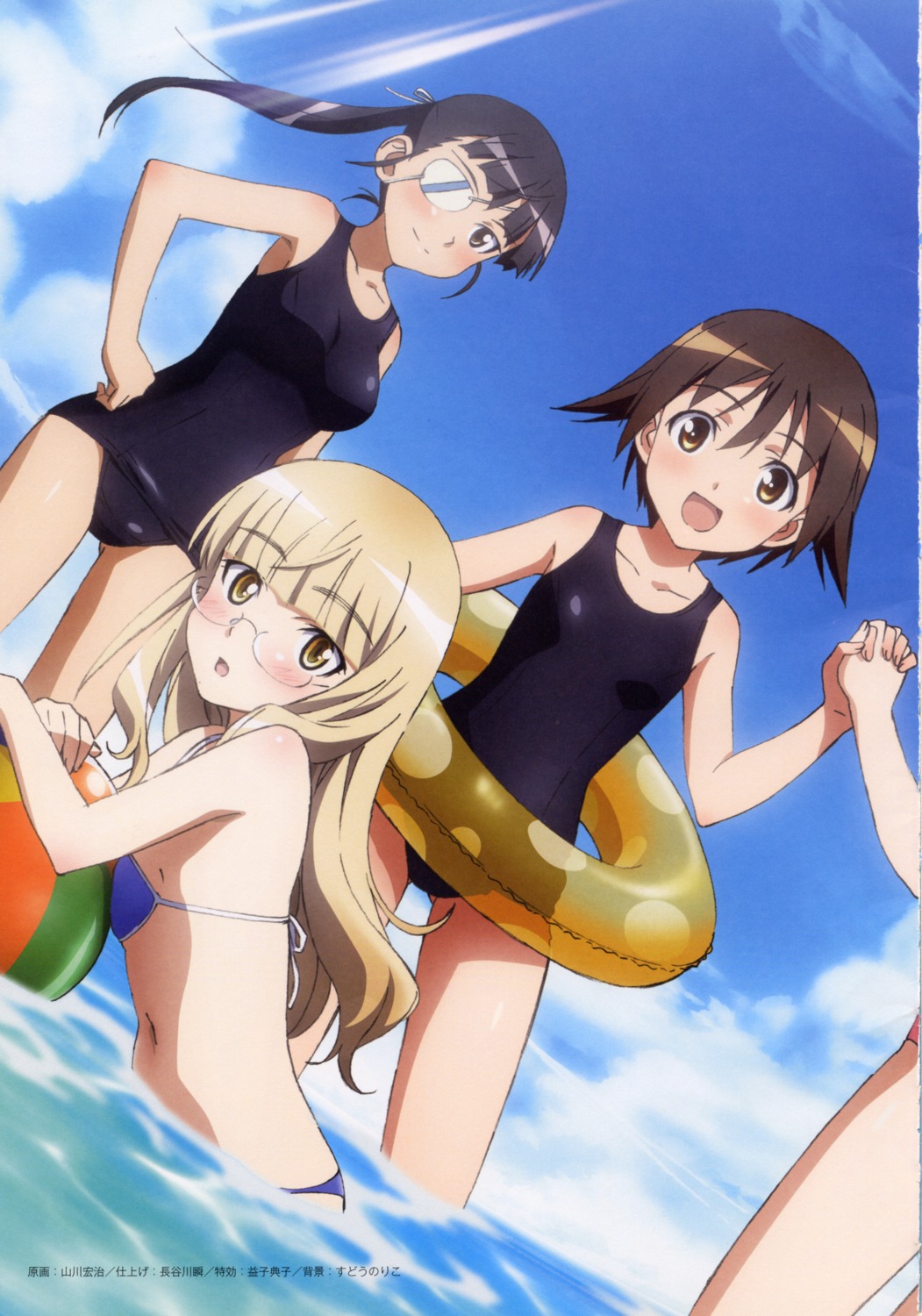 bikini miyafuji_yoshika perrine-h_clostermann sakamoto_mio school_swimsuit strike_witches swimsuits