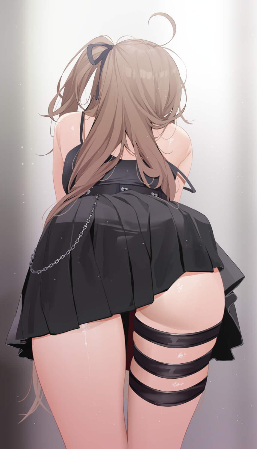 ass deyui garter hololive hololive_english nanashi_mumei skirt_lift