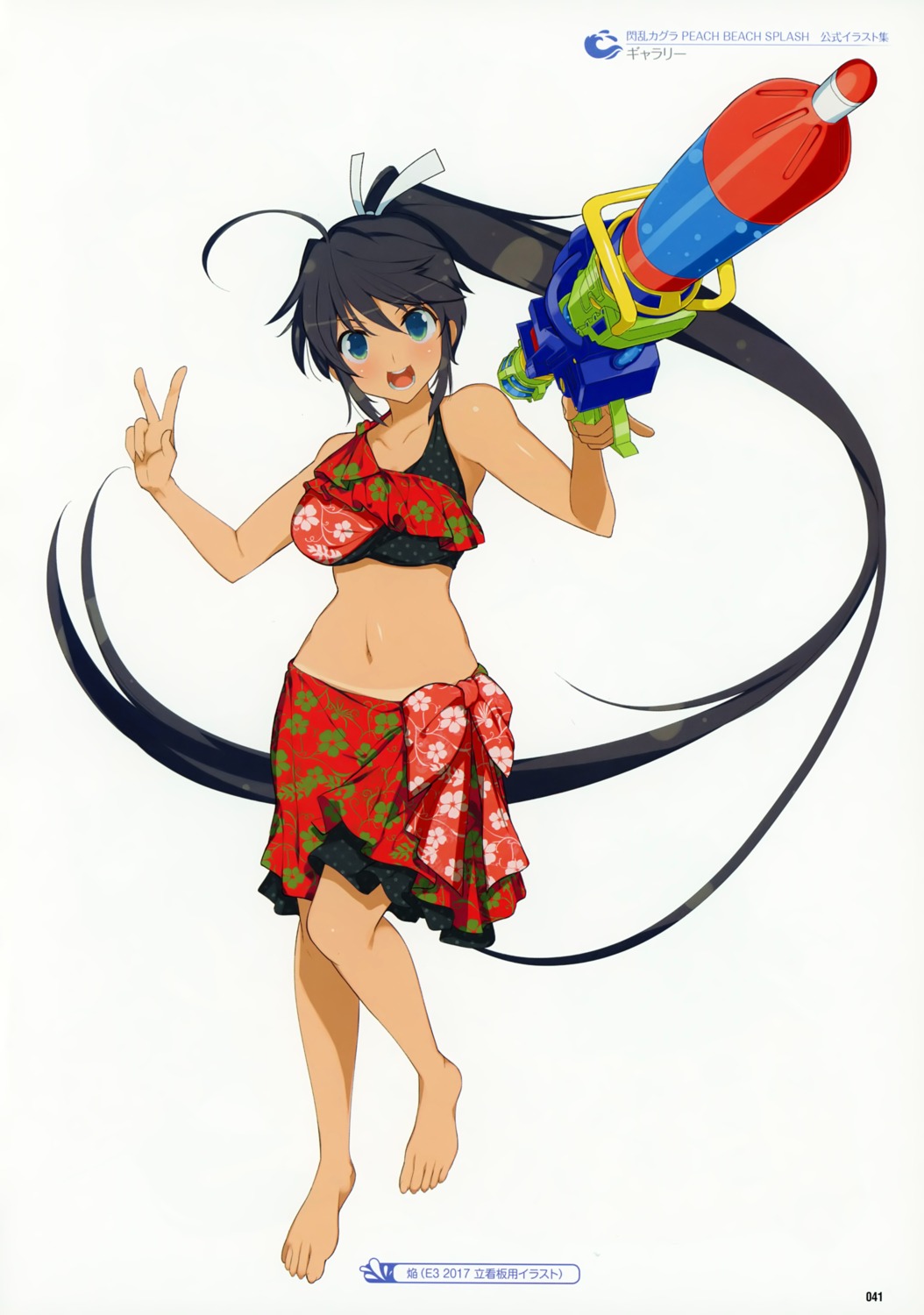 bikini gun homura_(senran_kagura) senran_kagura senran_kagura:_peach_beach_splash swimsuits tan_lines yaegashi_nan