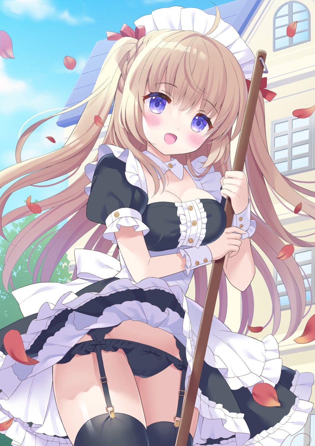 cameltoe hoshimame_mana maid pantsu skirt_lift stockings thighhighs