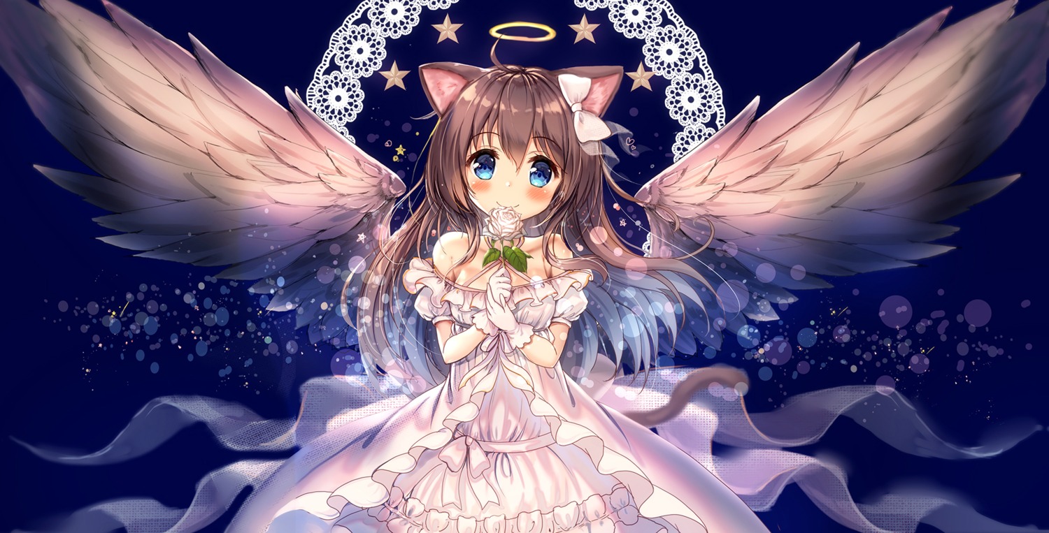 akabane_(zebrasmise) animal_ears dress nekomimi tail wings