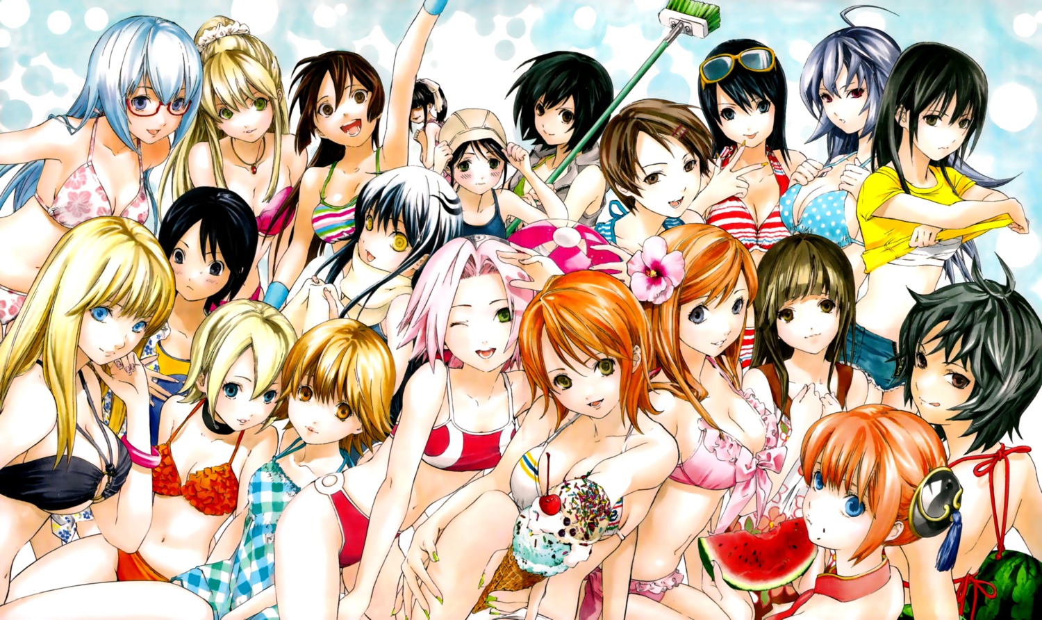 aida_riko akimoto_katherine_reiko amamiya_sakurako azuki_miho bakuman beauty_tamura beelzebub_(manga) bikini bleach cleavage crossover gintama haruno_sakura hokenshitsu_no_shinigami inoue_orihime kaburagi_maya kagura katekyo_hitman_reborn! kawashita_mizuki kochikame kunieda_aoi kurokami_medaka kuroko_no_basket medaka_box megane metalica_metaluca nami naruto nurarihyon_no_mago oikawa_tsurara one_piece onizuka_hime psyren pyuu_to_fuku!_jaguar rin_(toriko) sasagawa_kyoko shirt_lift shounen_jump sket_dance swimsuits toriko_(copyright) underboob undressing yuki_onna_(nurarihyon_no_mago)