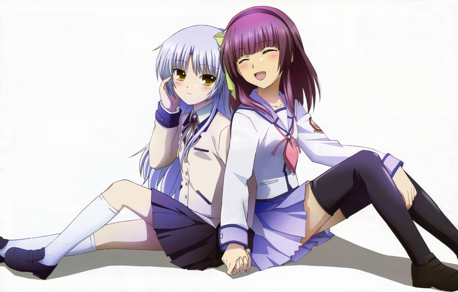 angel_beats! detexted hayakawa_asami nakamura_yuri seifuku tachibana_kanade thighhighs