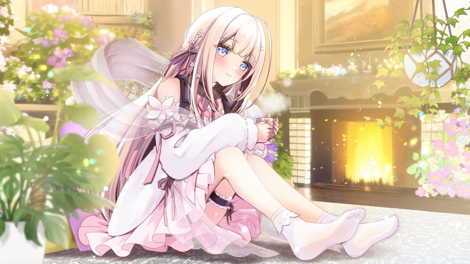 dress feet garter indie_virtual_youtuber see_through skirt_lift tiprip_kk wallpaper yukinoshita_peo