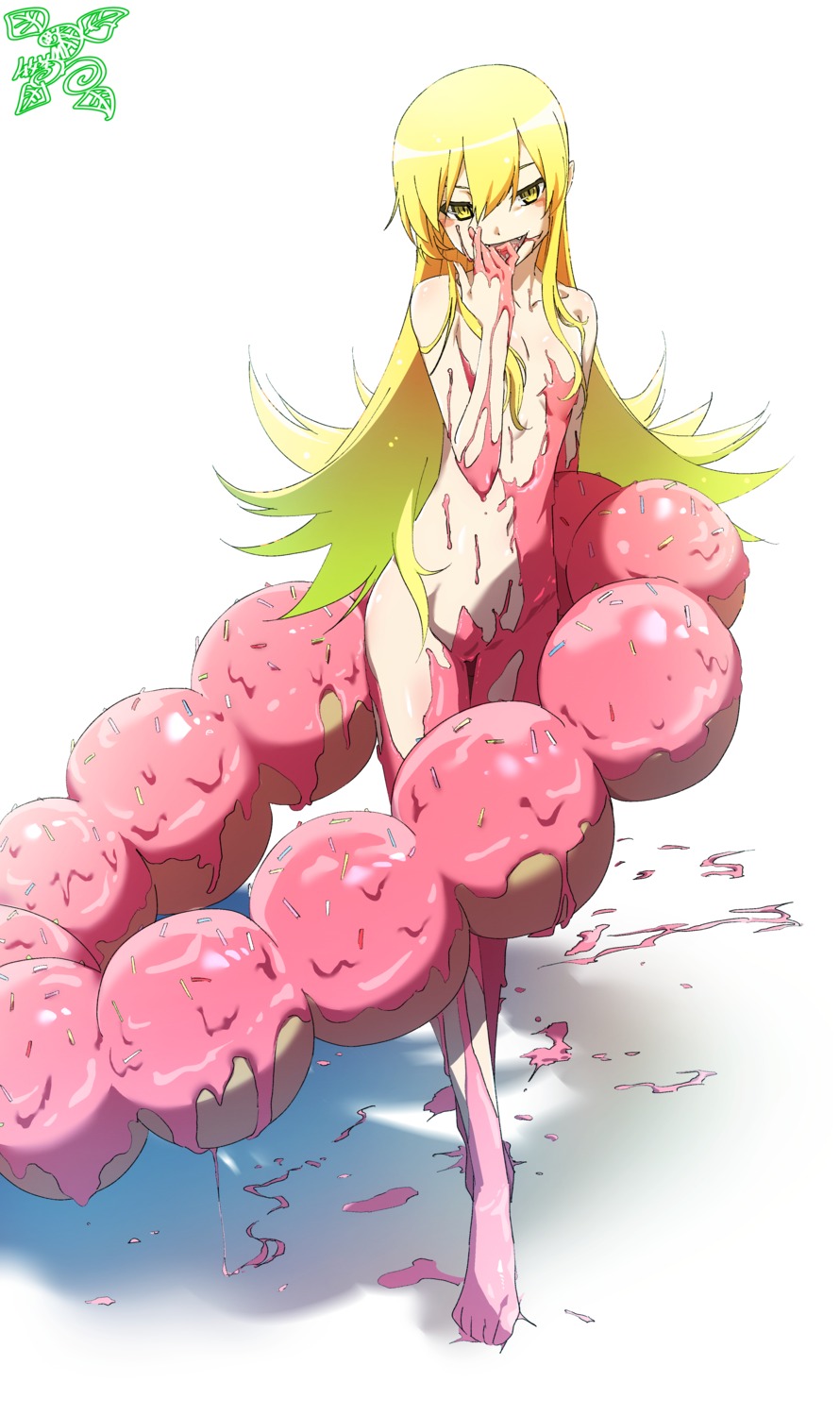 bakemonogatari cream loli makicha monogatari_(series) naked oshino_shinobu pointy_ears