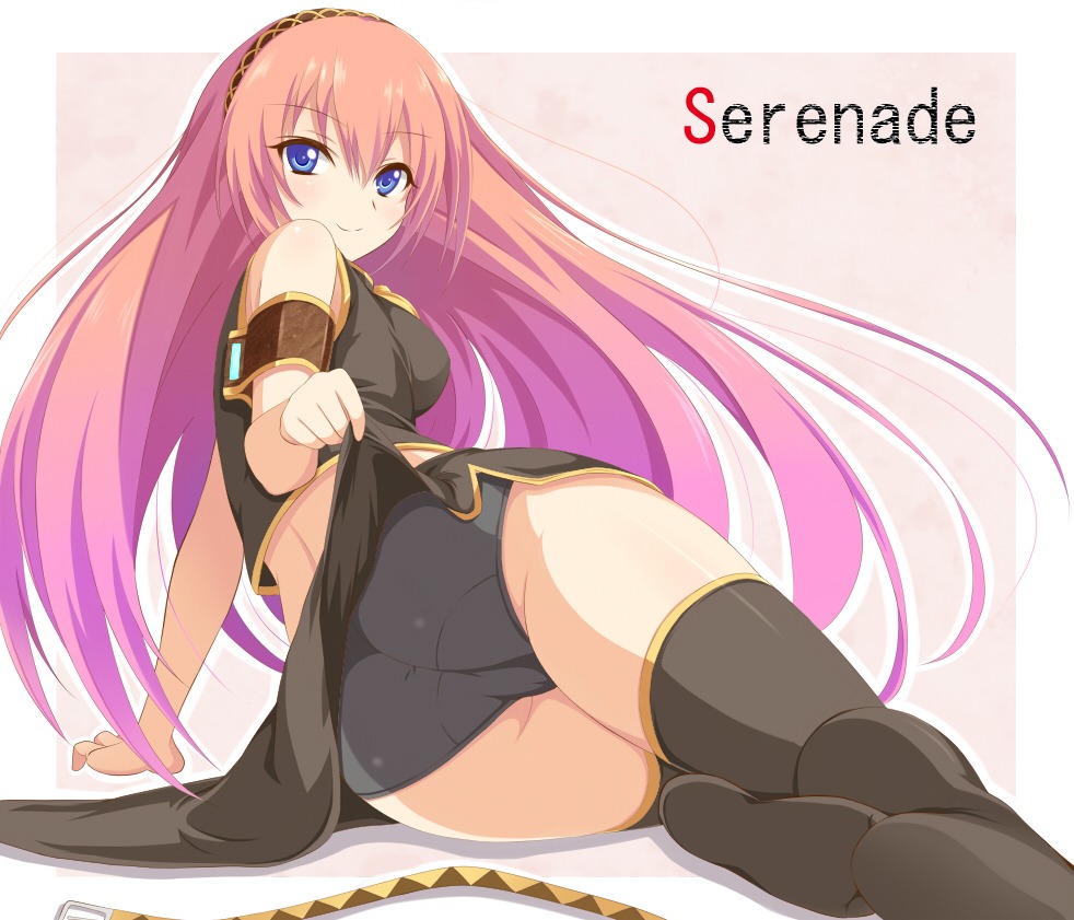 ass cameltoe dansa megurine_luka pantsu skirt_lift thighhighs vocaloid