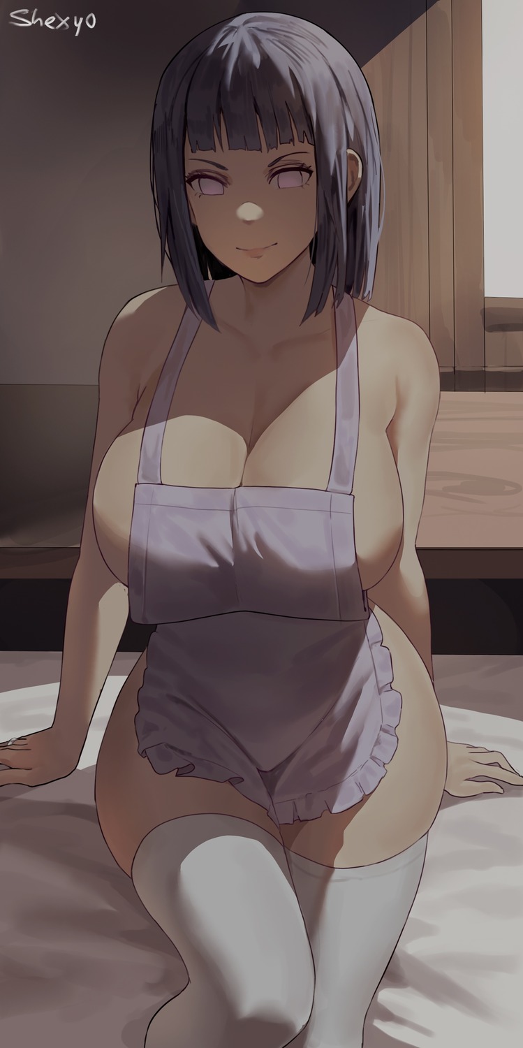 hyuuga_hinata naked_apron naruto naruto_shippuden shexyo thighhighs