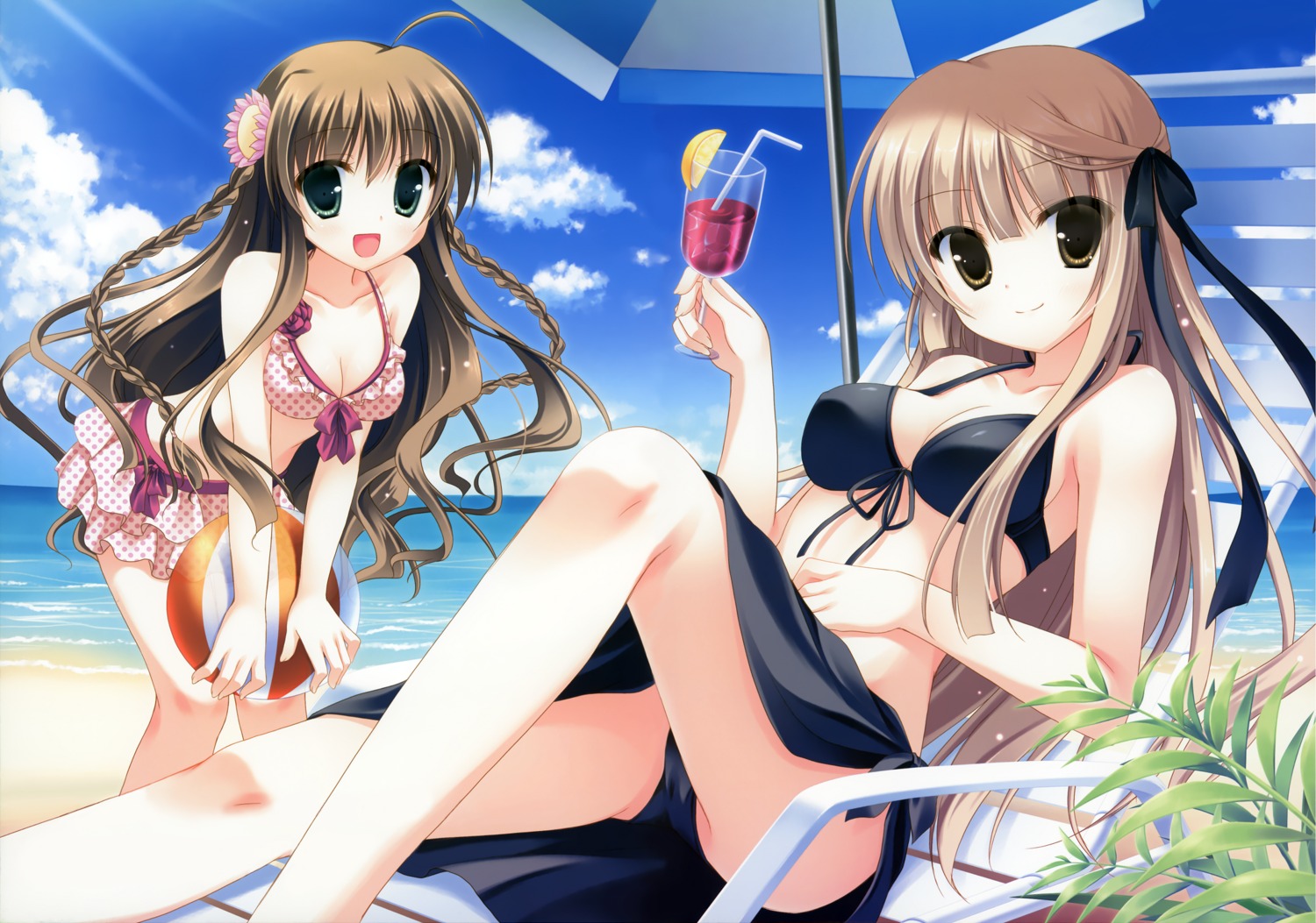 bikini cleavage kanbe_kotori rewrite senri_akane swimsuits yukie