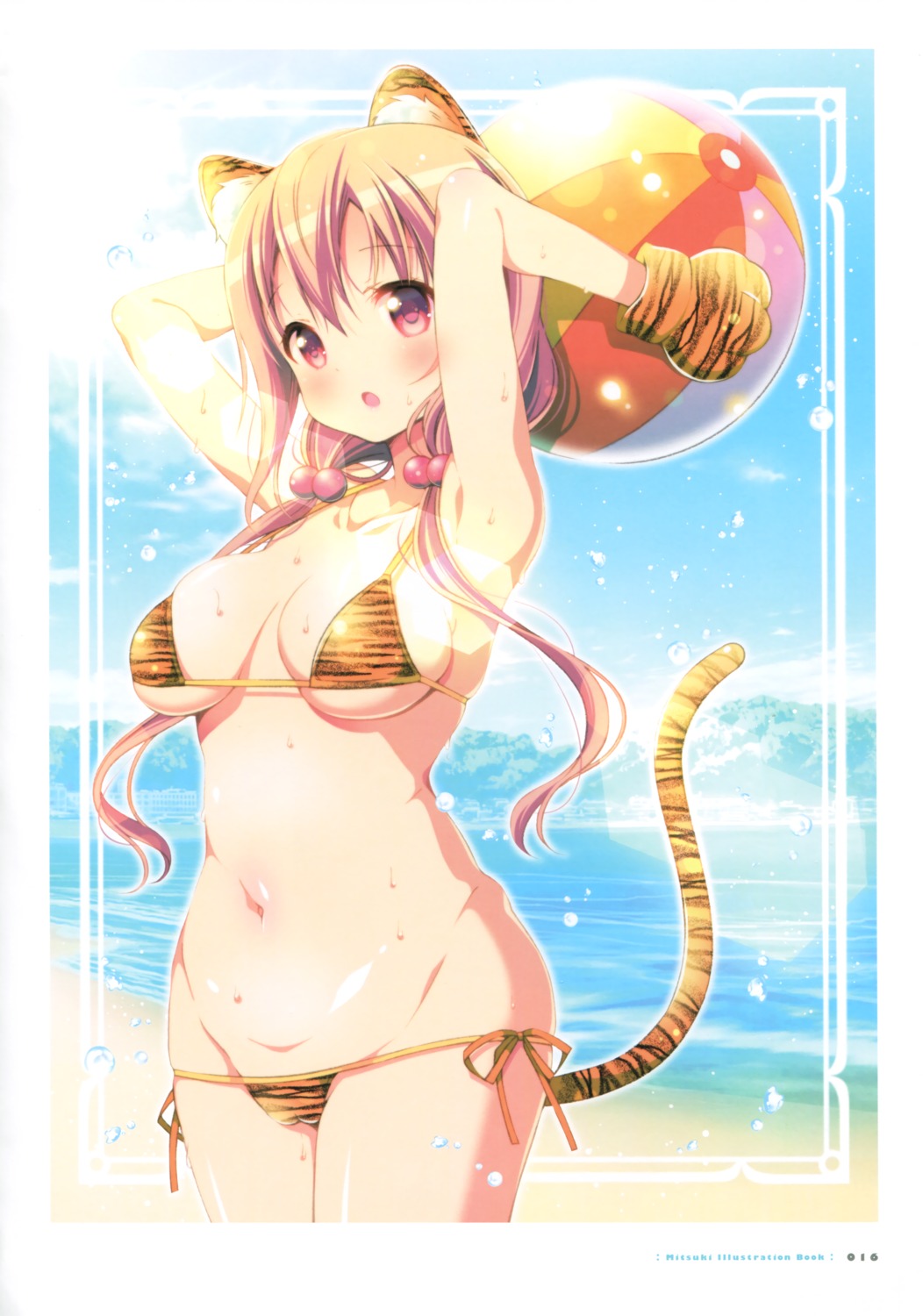 animal_ears bikini cameltoe hinako_note mitsuki_(mangaka) panty_pull sakuragi_hinako swimsuits tail