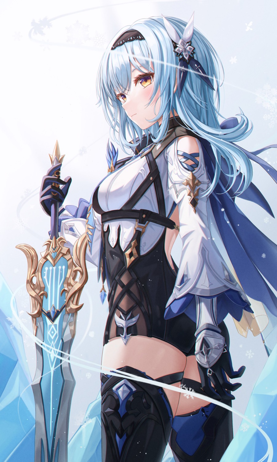 eula funii genshin_impact sword thighhighs