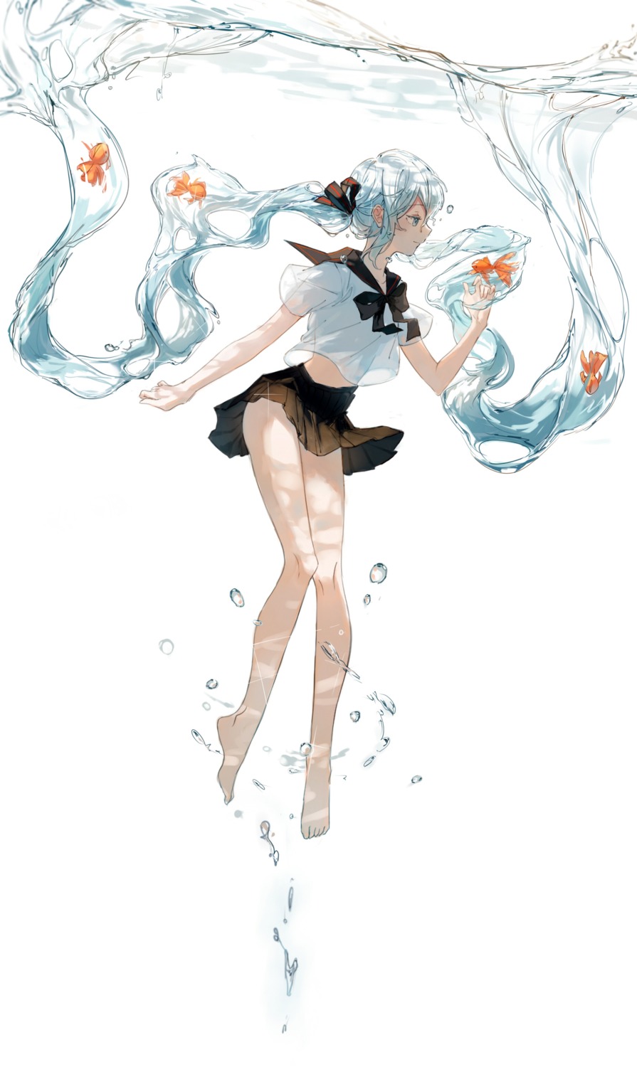 bottle_miku feet hatsune_miku see_through seifuku skirt_lift tsubame_(airs) vocaloid