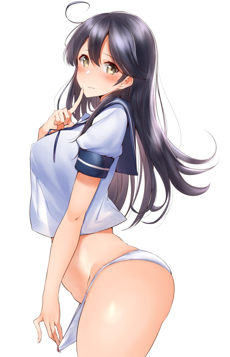 hechi_(hechi322) kantai_collection pantsu panty_pull seifuku ushio_(kancolle)