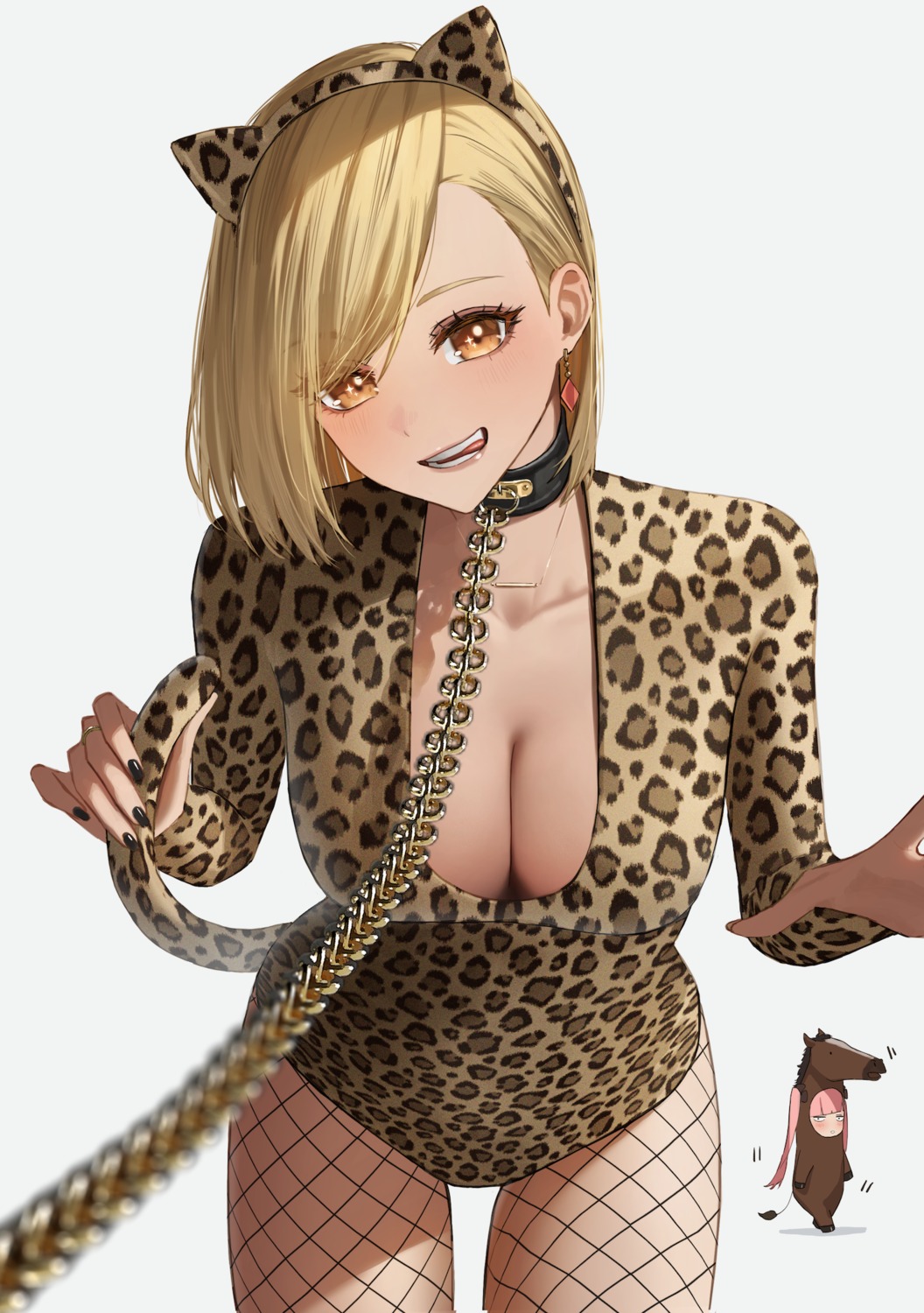 animal_ears cleavage fishnets hara_kenshi leotard nekomimi pantyhose tail