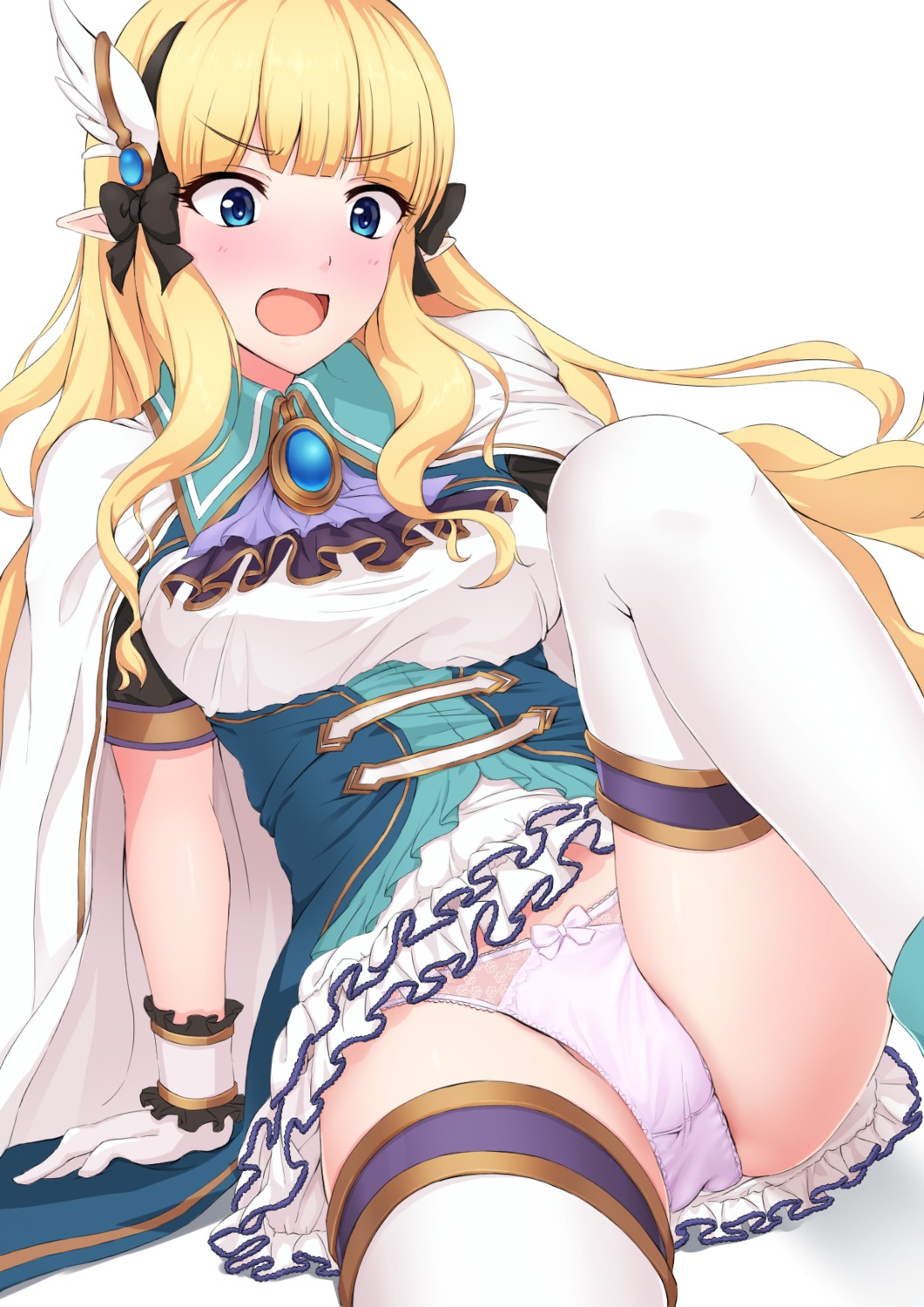 pantsu pointy_ears princess_connect princess_connect!_re:dive sasaki_saren skirt_lift thighhighs tonelico1213