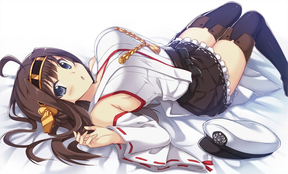 kantai_collection kongou_(kancolle) peach thighhighs