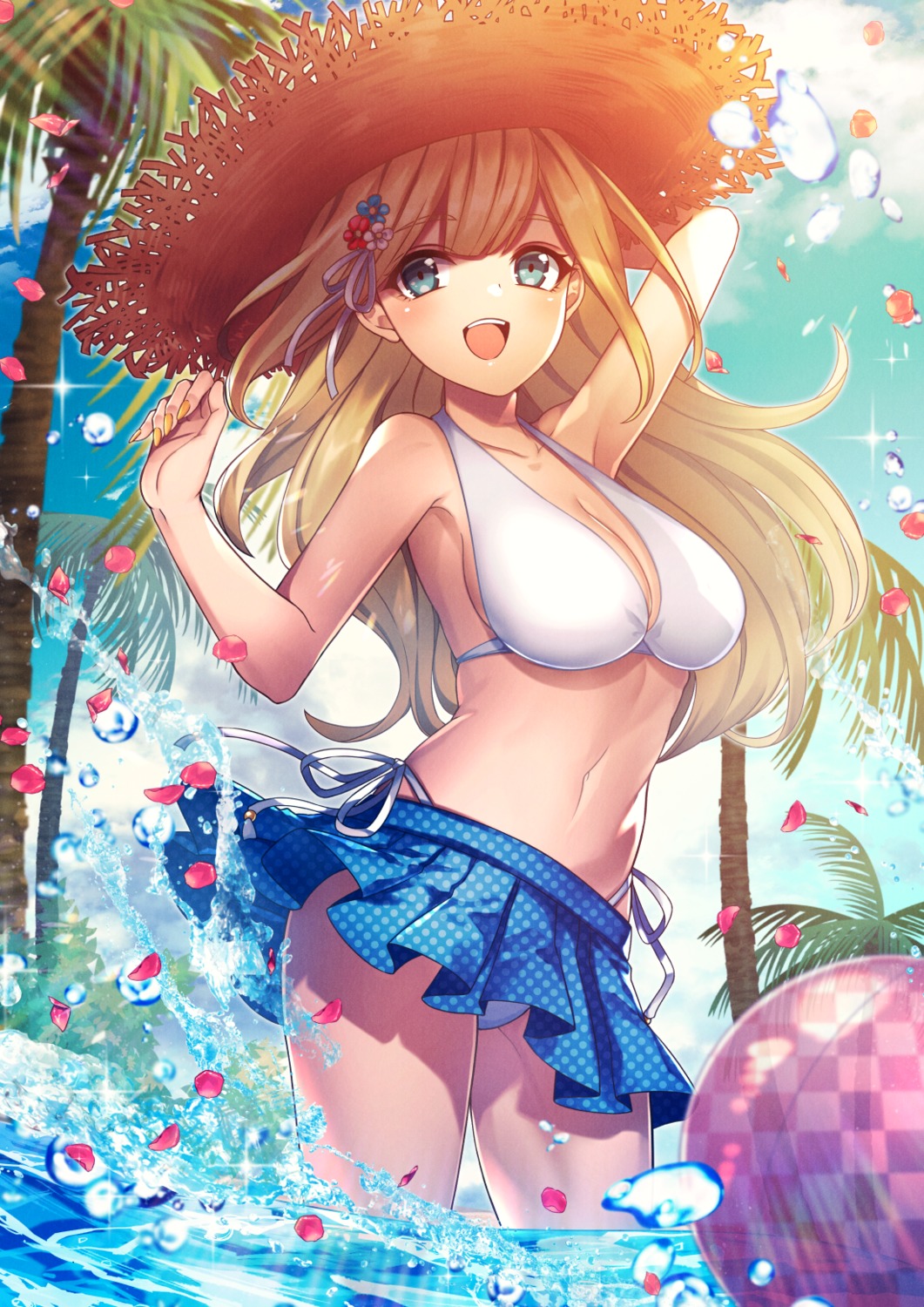 bikini cleavage kuzuhamire skirt_lift swimsuits wet