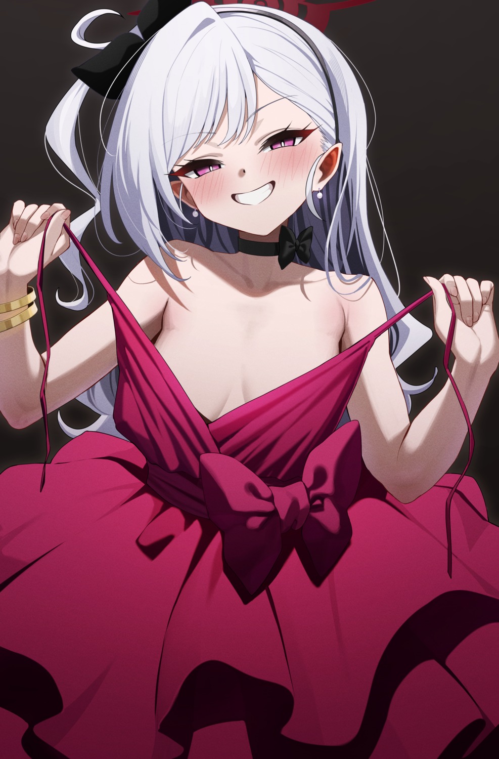 asagi_mutsuki blue_archive dress halo loli no_bra pointy_ears ramanda undressing