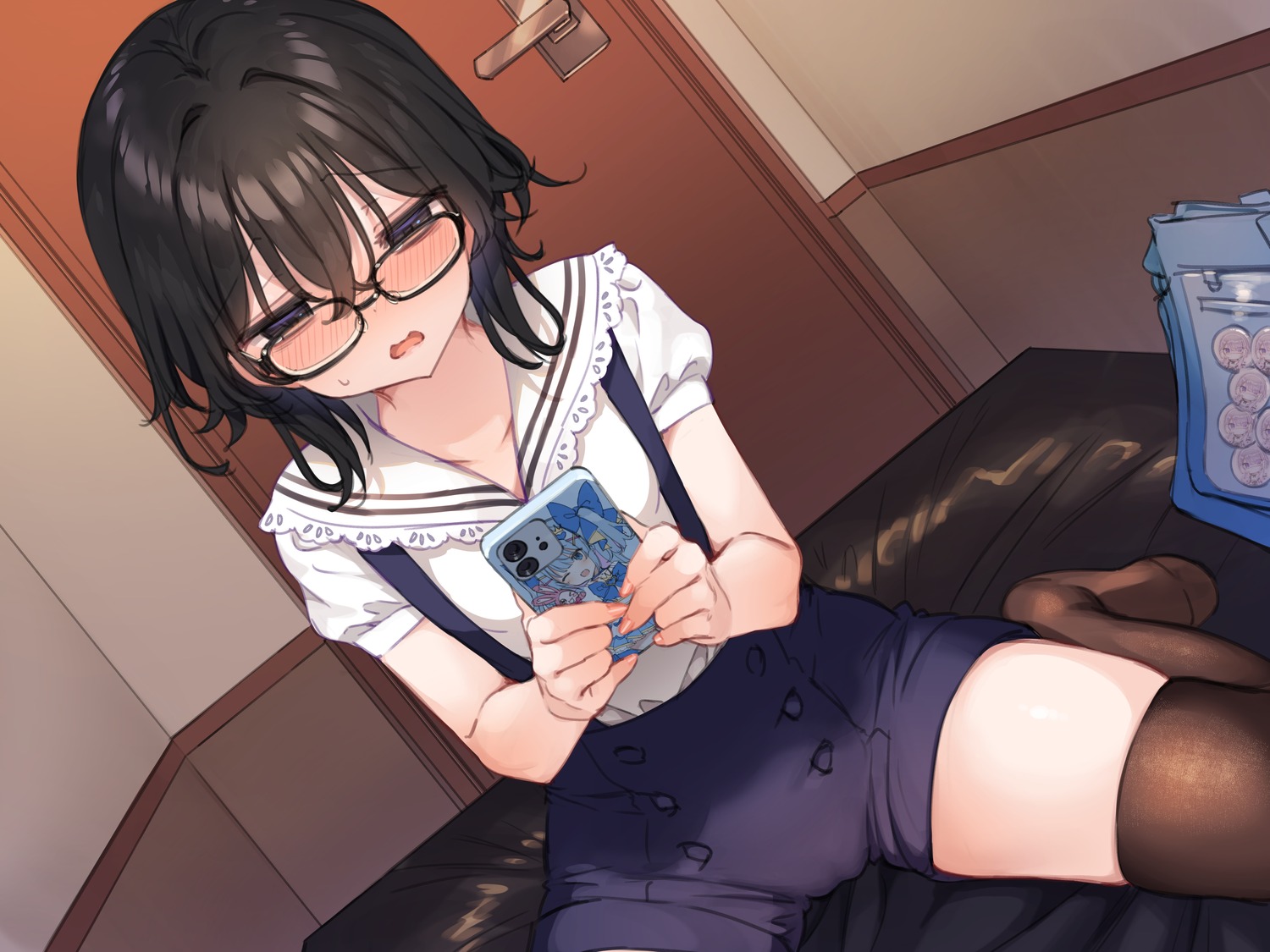 cameltoe mankai_kaika megane thighhighs