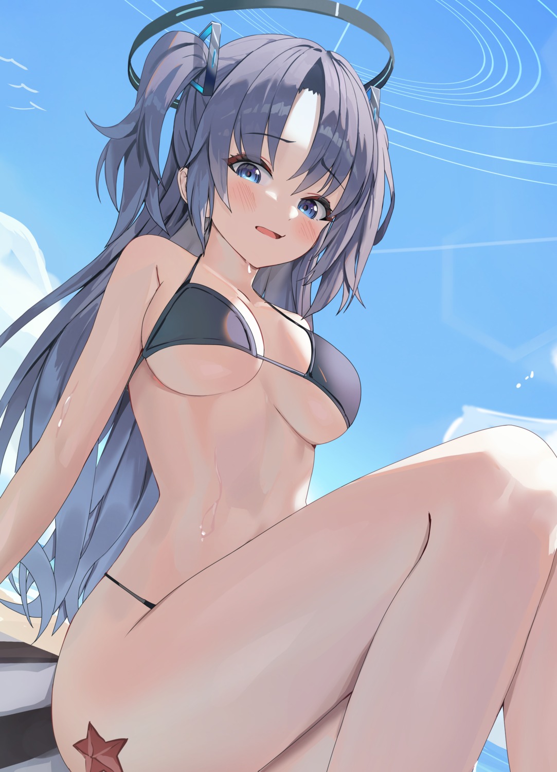 bikini blue_archive halo hayase_yuuka hwanhee swimsuits wet