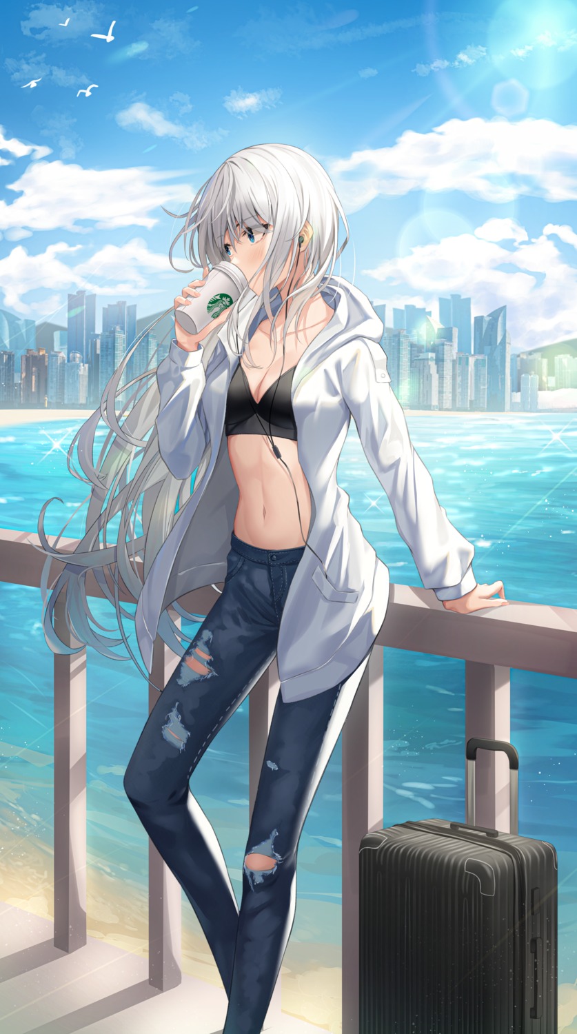 bra cleavage open_shirt shuvi_(shuvi1125) torn_clothes