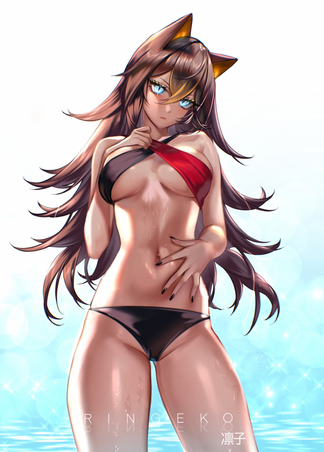 animal_ears bikini dehya genshin_impact nekomimi ringeko-chan swimsuits wet
