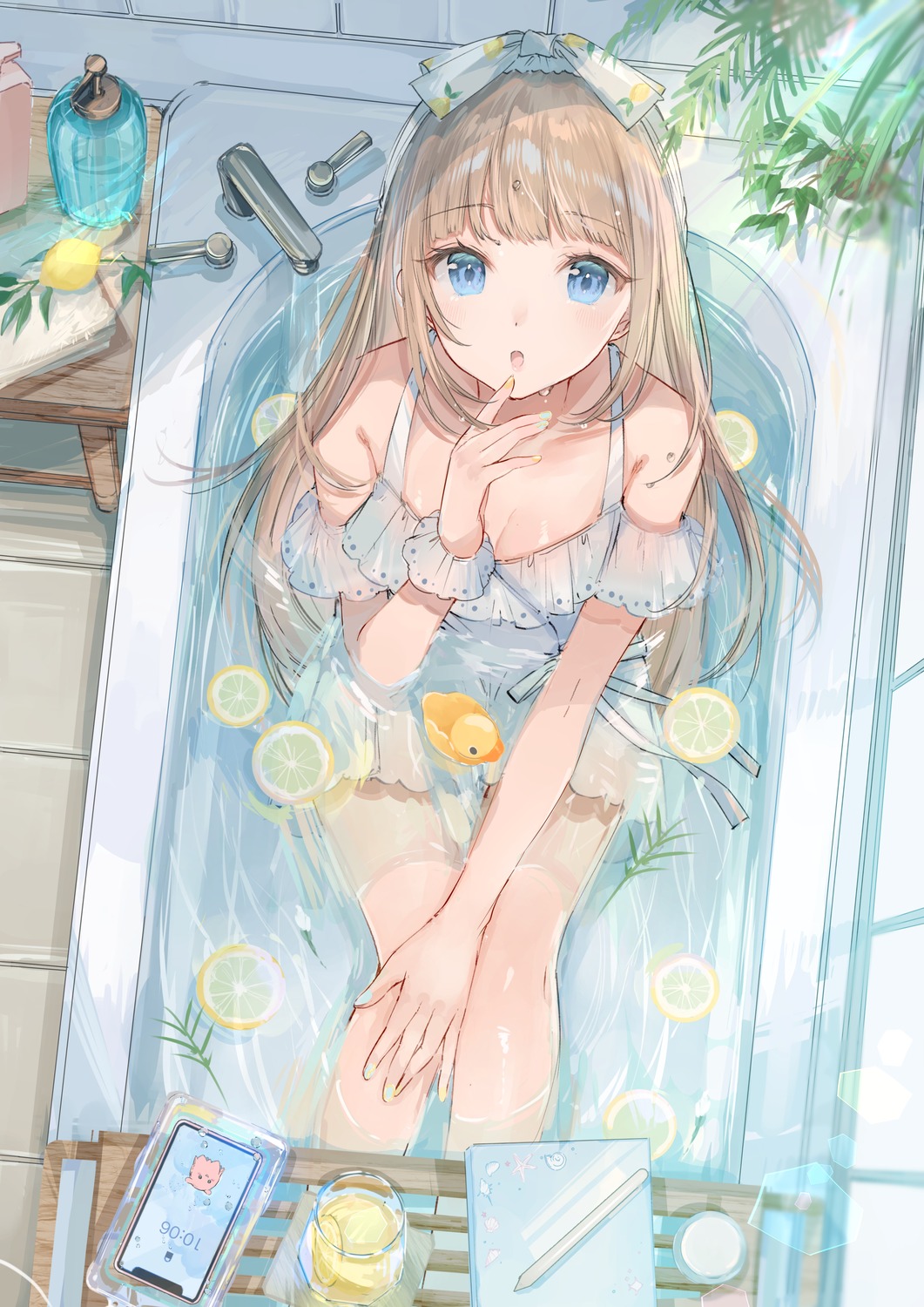 bathing cleavage mochitsuki_usa see_through swimsuits wet wet_clothes