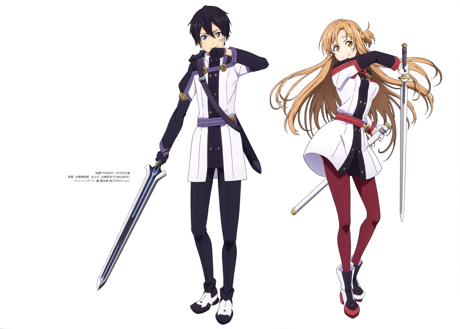 asuna_(sword_art_online) heels kirito koga_miyuki pantyhose sword sword_art_online sword_art_online_ordinal_scale uniform