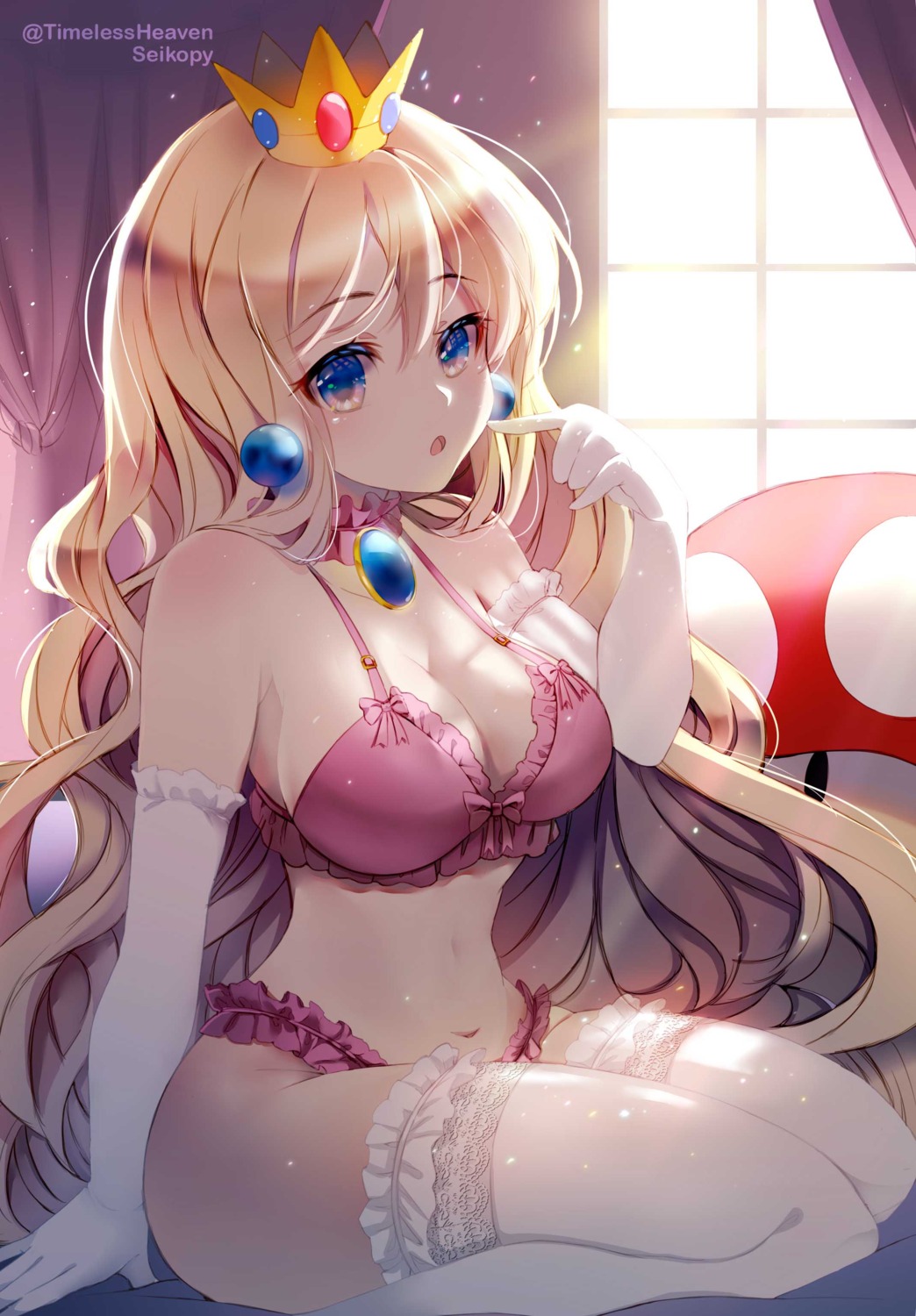 timelessheaven mario bros. princess peach toadstool bra pantsu thighhighs |  #799541 | yande.re