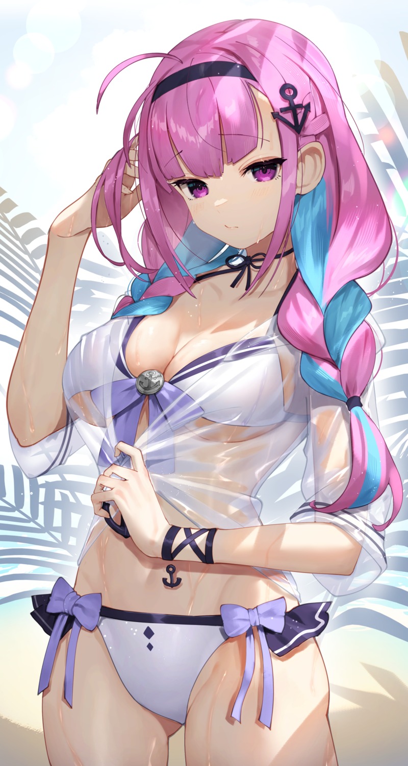 bikini hololive minato_aqua scottie see_through swimsuits wet