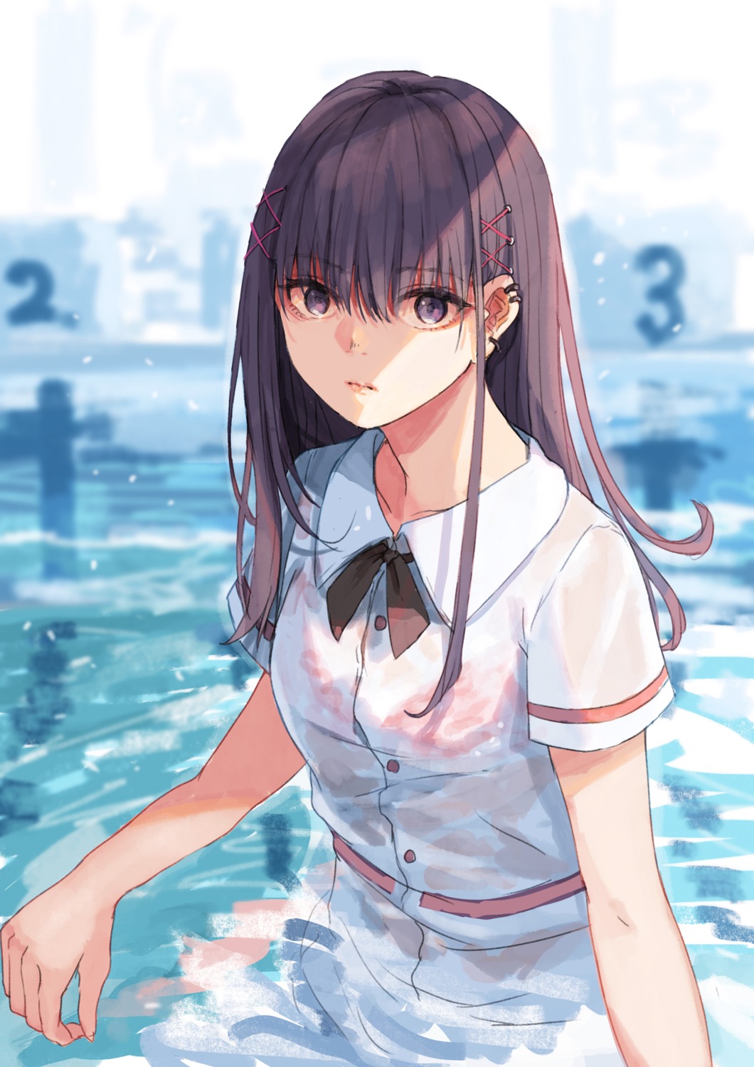 akira_(mr_akira) bra see_through seifuku wet wet_clothes