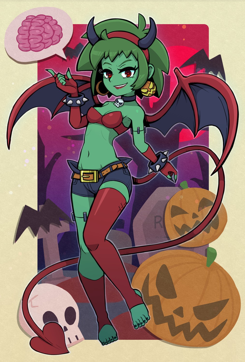 halloween horns no_bra rottytops shantae tagme tail thighhighs wings