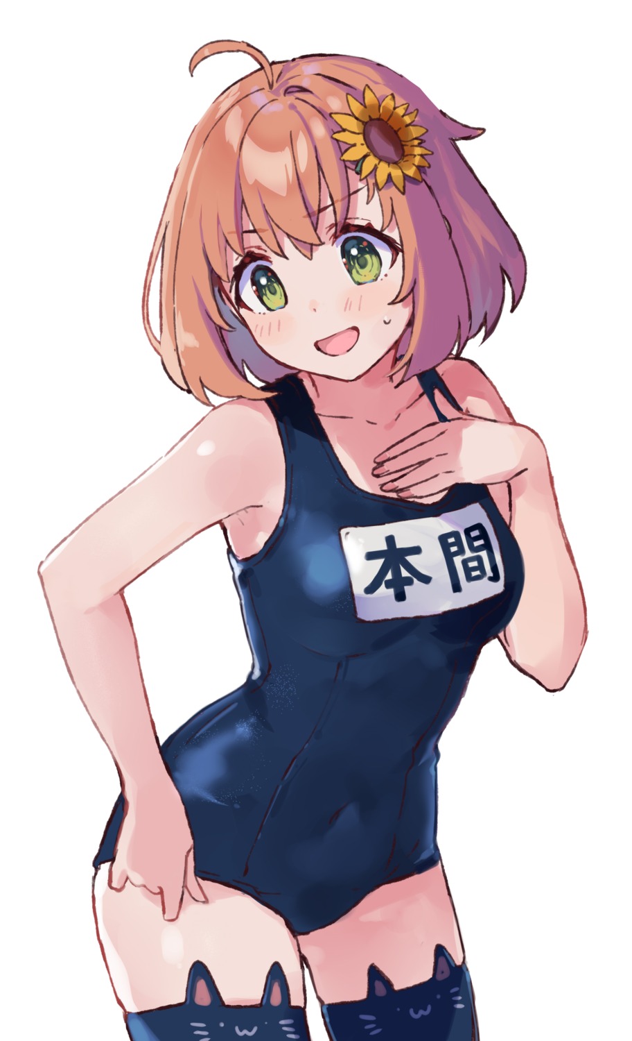 honma_himawari nijisanji nijisanji_gamers school_swimsuit swimsuits thighhighs yumesaki_nana