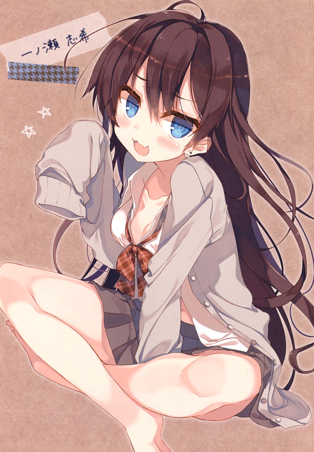 cleavage hisaka_hazara ichinose_shiki open_shirt seifuku sweater the_idolm@ster the_idolm@ster_cinderella_girls