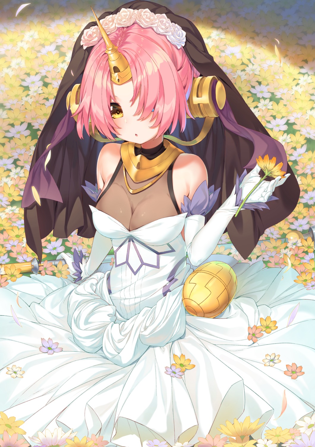 cleavage dress fate/apocrypha fate/grand_order fate/stay_night frankenstein's_monster_(fate) heterochromia horns tofu1601