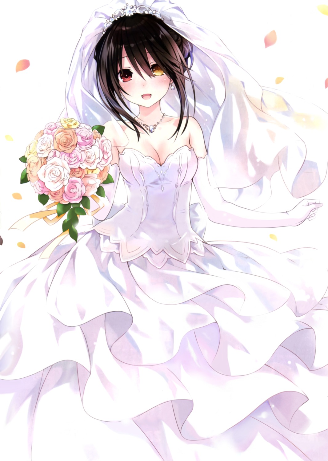 cleavage date_a_live dress heterochromia tokisaki_kurumi tsunako wedding_dress
